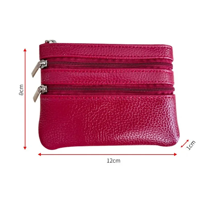 Porte-monnaie en cuir véritable rose pour femme, portefeuilles féminins, fermeture éclair, sacs de poche de rangement, vert, noir, mini porte-monnaie