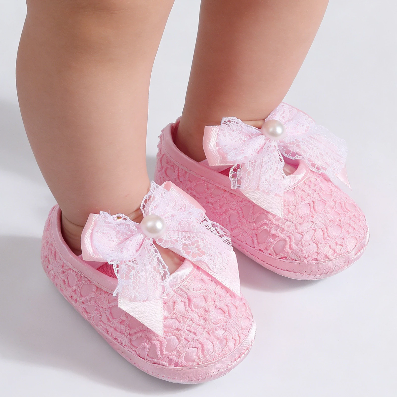 0-12months Baby Girl Baby Casual Shoes Lace Bow Decor infant girls First Walking Shoes for Party Festival Slip-on Flats Shoes