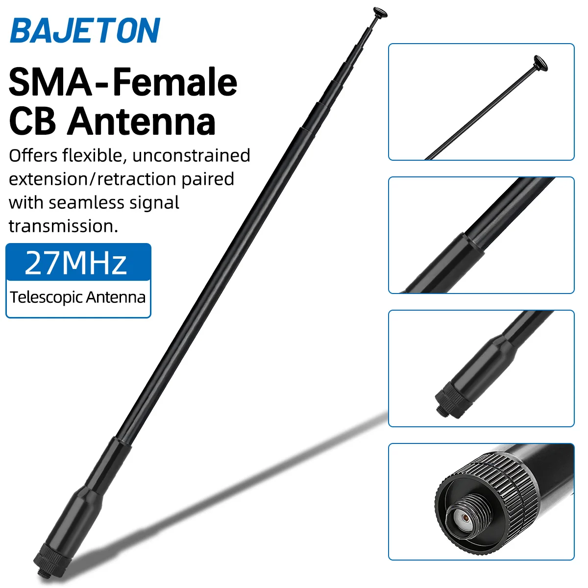 BAJETON CB Radio Antenne 27MHz SMA-Vrouwelijke Telescopische Walkie Talkie Voor BAJETON BJ-9000 BJ-7800 BJ-8300 Radtel RT-950PRO Radio