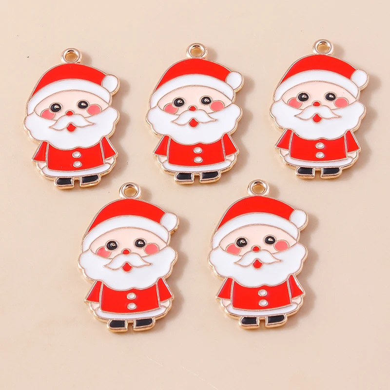 20 Stück 17x29mm Cartoon Emaille Weihnachtsmann Anhänger für Schmuckherstellung, Ohrhänger, Halsketten, DIY Bastelbedarf – Detail 7