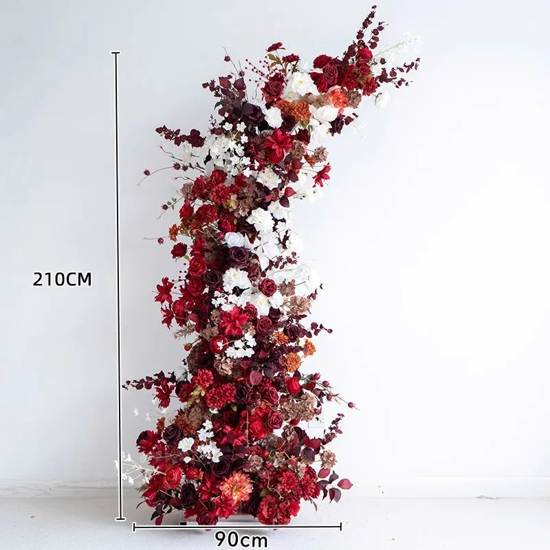 decoration red horn flower arrangement, Chinese festive arrangement engagement photography background simulation flower 6