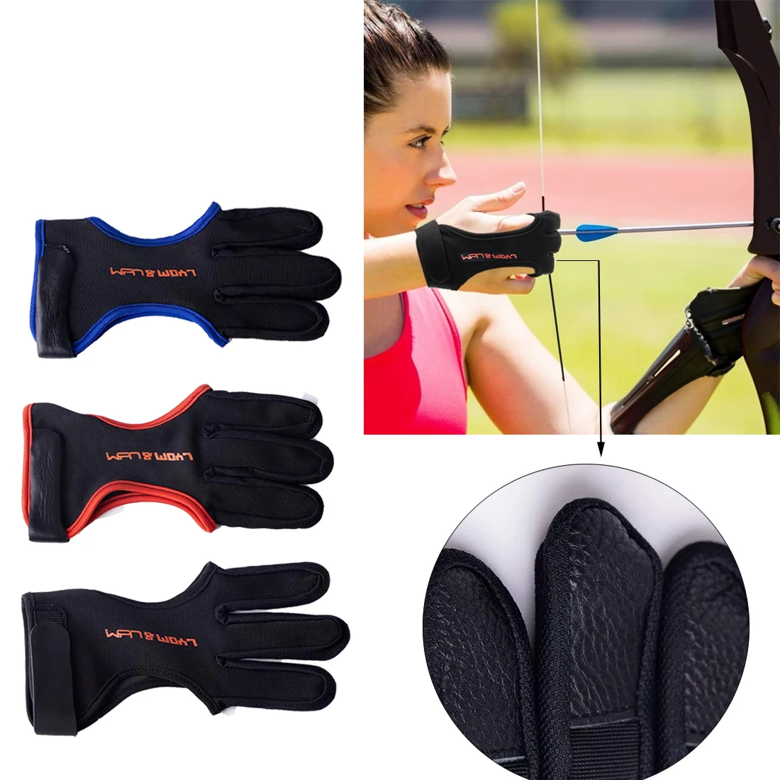 3 dedo tiro com arco dedos protetor protetor guarda ao ar livre luvas de tiro com arco recurvo caça acessórios