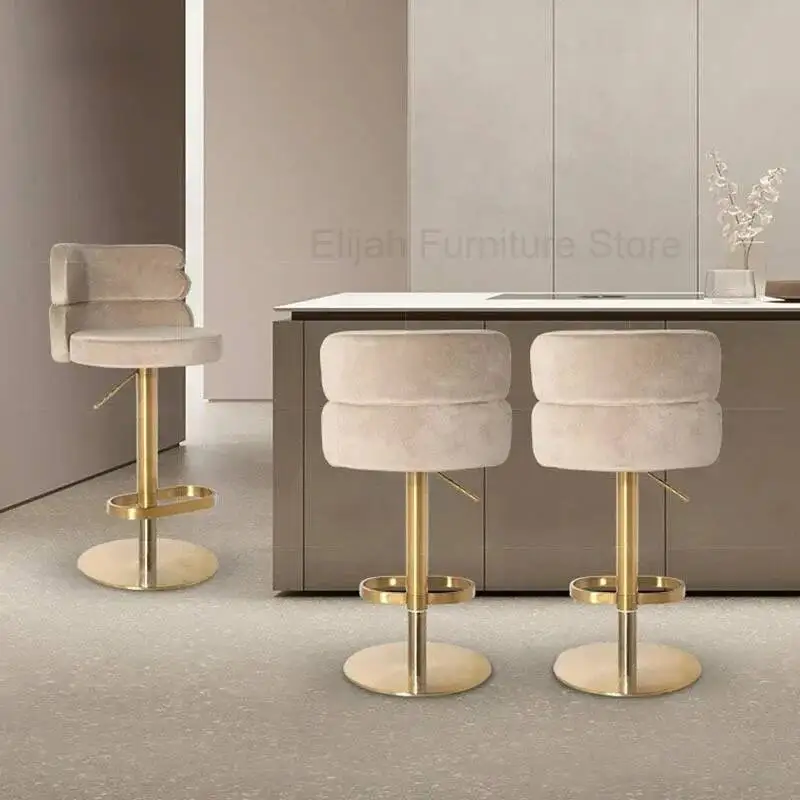 

Luxury Design Bar Bar Chair Nordic Breakfast Lifting Adjustable Dinning Chair Soft Reception Bar Chairs White Salon Furniture