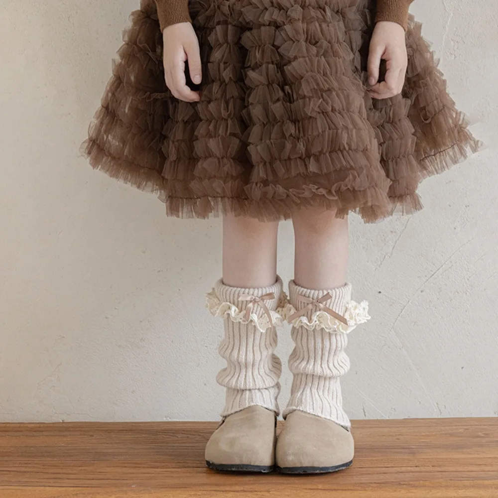 Sweet Polyester Girls Leg Warmers Knitted Texture Thickened Fabric Calf Socks Lolita Stretchy Fit Leg Gaiters Girls Daily Wear
