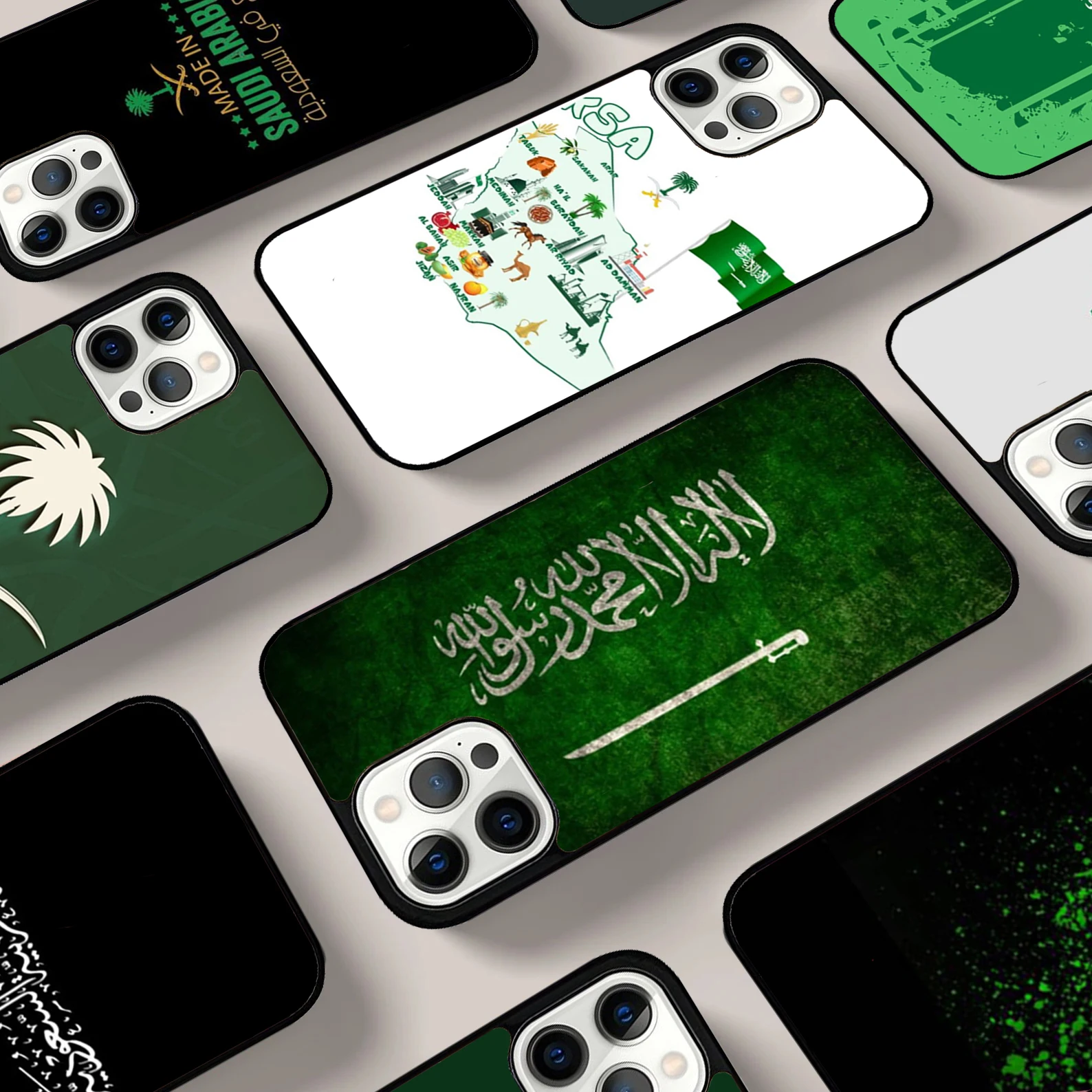 المملكة العربية السعودية العلم قضية الهاتف آيفون 17 الهواء 16 15 14 13 12 11 برو ماكس ماكس زائد غطاء الوفير