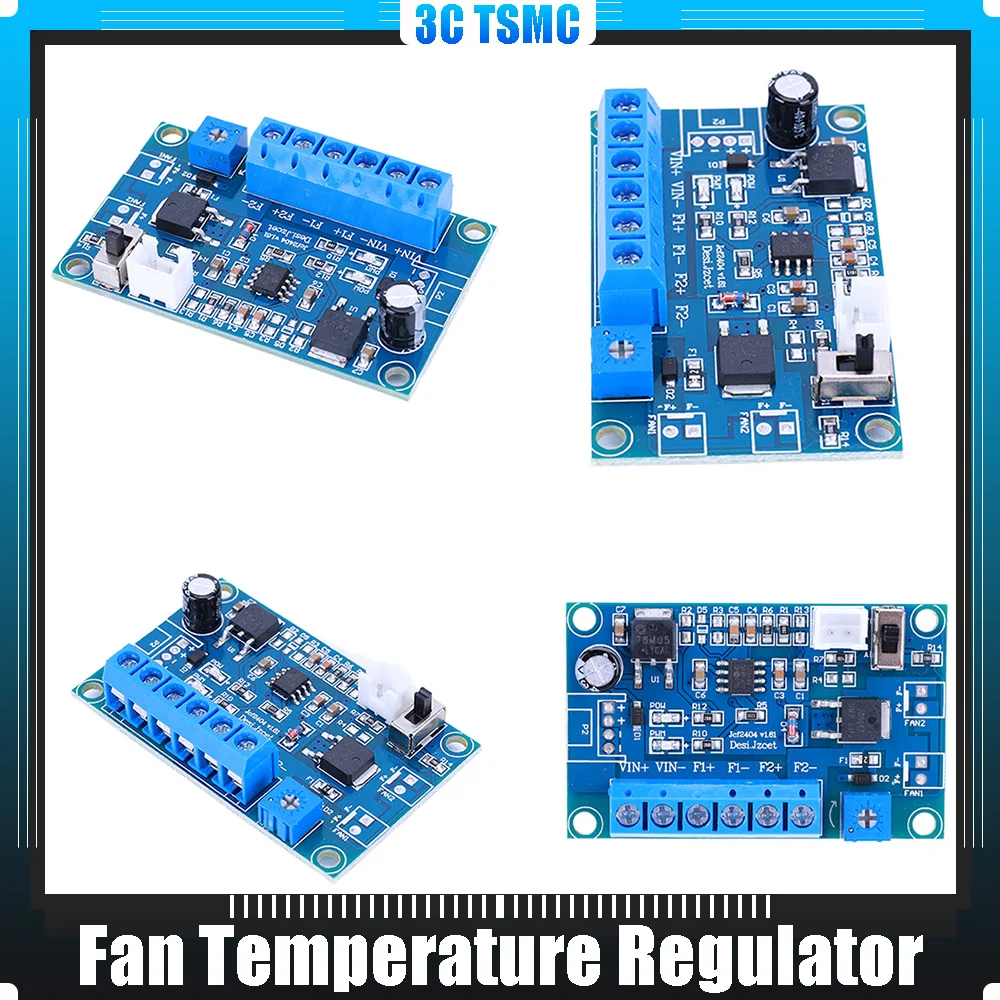 Control de temperatura del ventilador DC 12V 24V 4A con Sensor 2/3/4 Cable regulador de velocidad inteligente regulador del ventilador de refrigeración para ventilador de PC