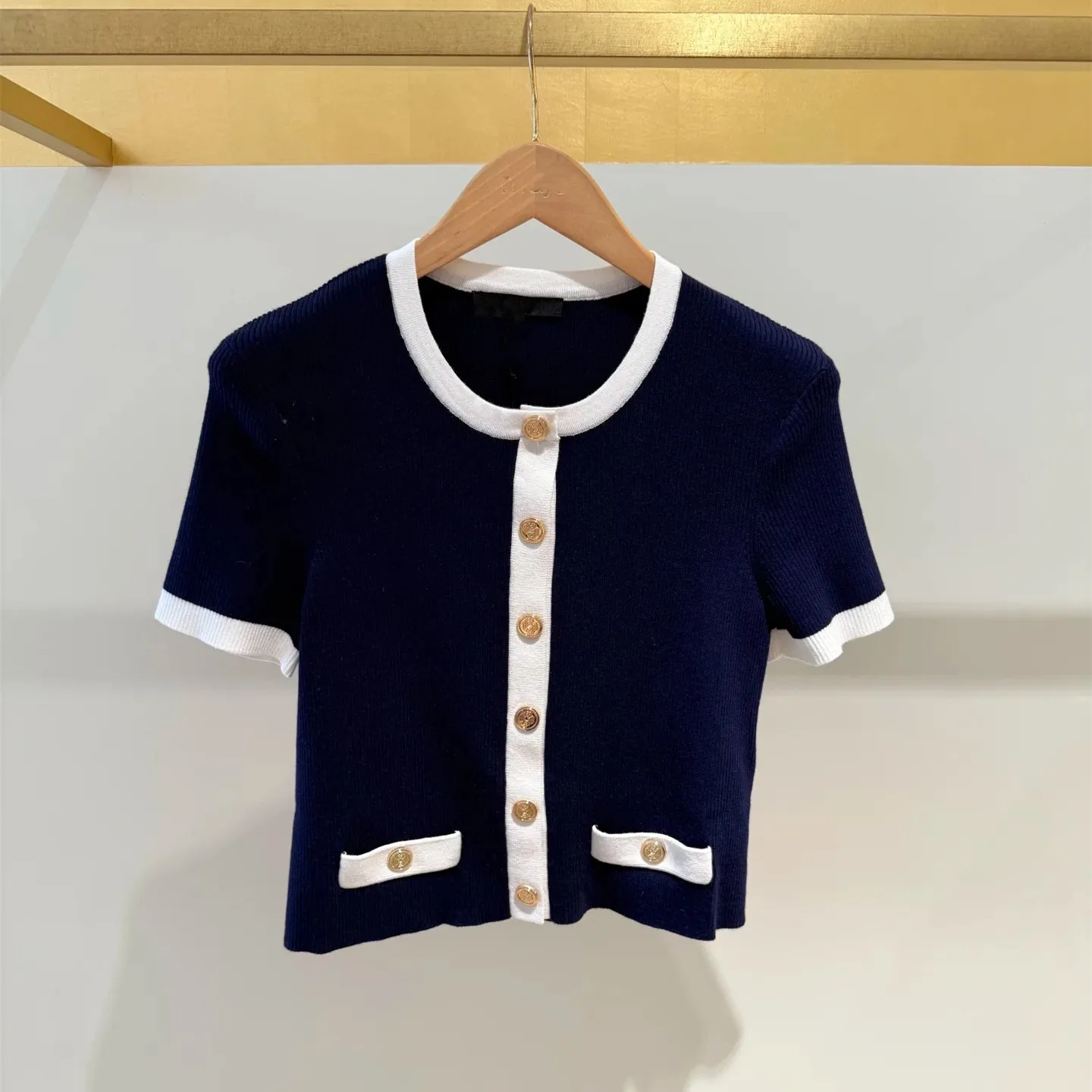 High-End Diepblauwe Gebreide Wrap Dr Round Ne Long Sve Casual Gebreide Rer Fem Faion Bovenkleding Lemon Boy