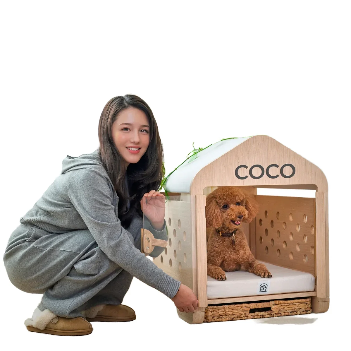 

Modern/Antique Style Solid Wood Cat/Dog Kennel With Button Closure