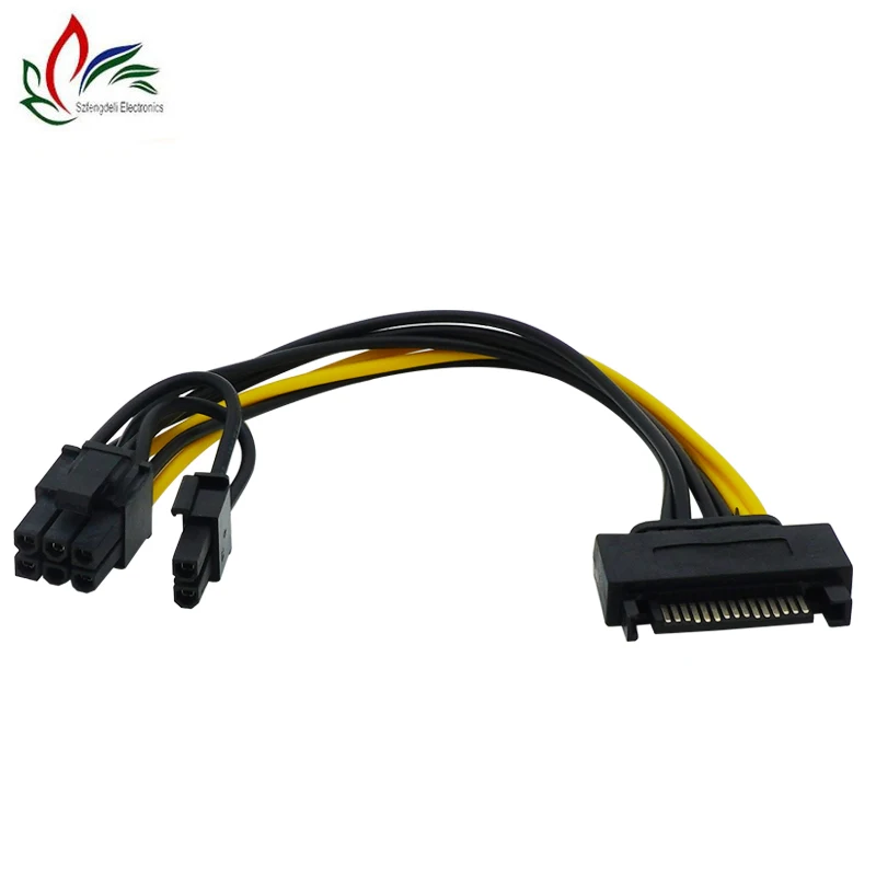 15 Pin SATA Male to 8 Pin (6+2) PCI-e Power Supply Cable 15Pin SATA to 8Pin PCI Express Adapter for Graphics Video Card 8 inch