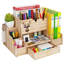 HCKG Pen Holder Nordic Lns Storage Box Creativity Office,Desk Stationery Box Wooden Large Capacity Rack Wooden Book Box