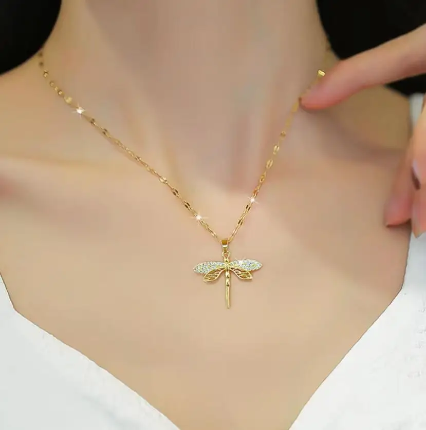 Trend Fashion Exquisite Gold Color Hollow Dragonfly Chain For Women Party Birthday Custom Jewelry