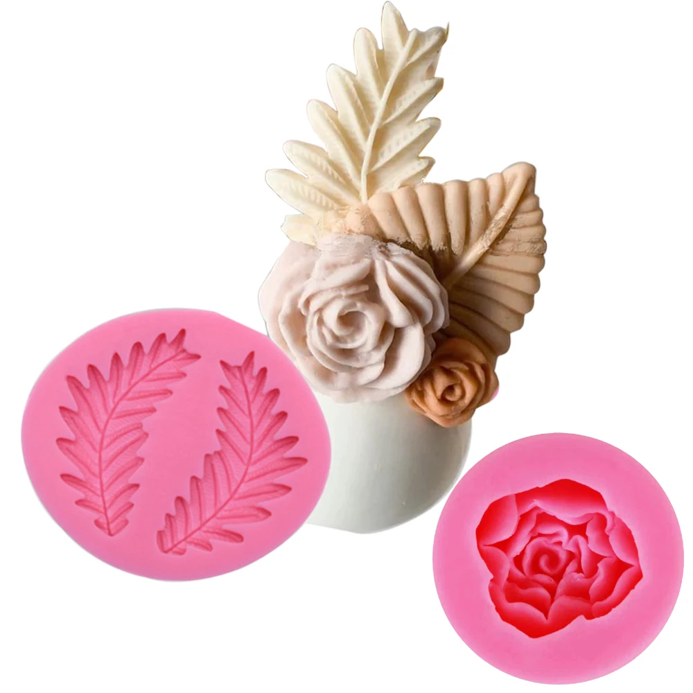 Rose Leaf Seaweed Flowers Silicone Mold Chocolate Wedding Cake Decorating Tools DIY Baking Fondant Clay Sugar Candy Sculpey M541