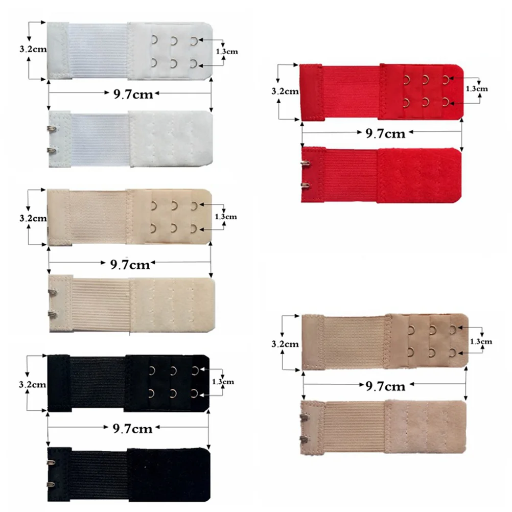 

6Pcs Women Bra Extenders Adjustable Elastic Strap 3 Hooks Comfortable Bra Extension Buckle Lengthened Strap Add Extra Room Black
