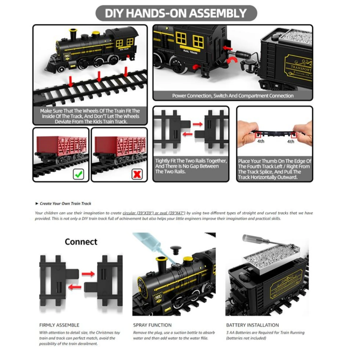 Kids Electric Steam Train Toy Rail High-Speed Rail Parking Lot Model Family Reunion Party Game Boy Birthday Gift