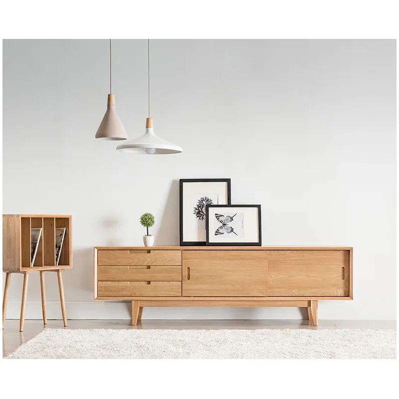D29 Nordic Medieval Solid Wood TV Cabinet Small Apartment Simple Audio-visual Cabinet