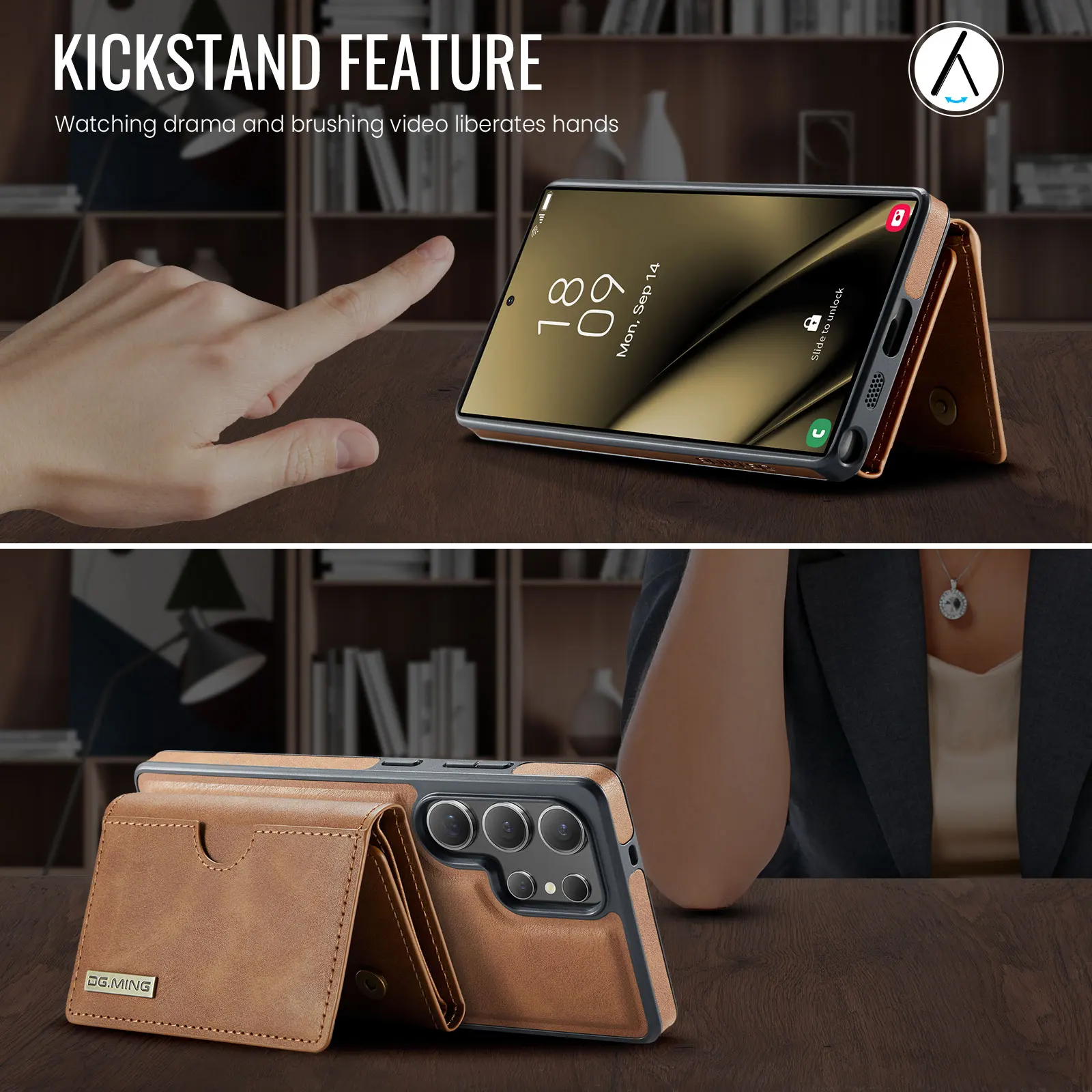 حافظة محفظة مغناطيسية قابلة للفصل لهاتف سامسونج جالاكسي S25 Ultra S24 S23 FE S22 Plus S21 لغطاء حامل بطاقة حجب Magsafe RFID