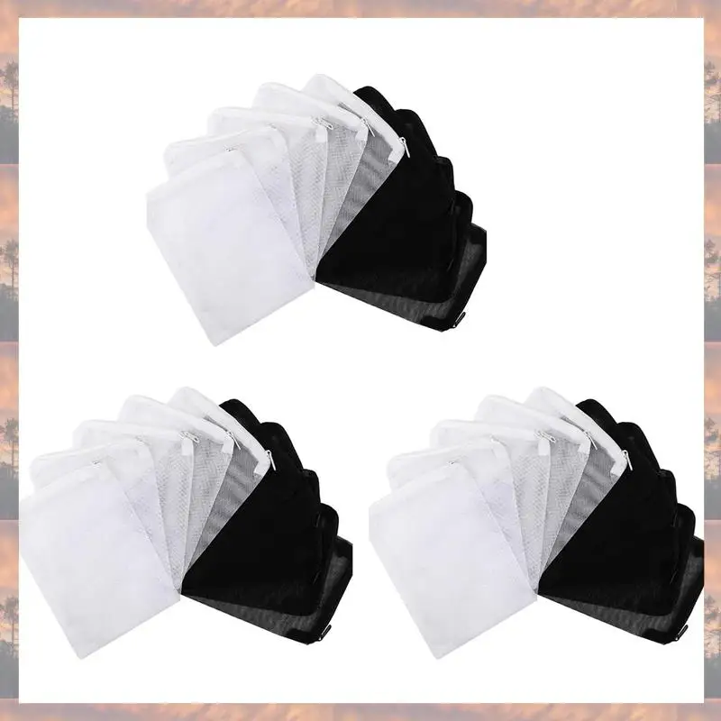 2025 Trend 120 Stück Aquarium-Filterbeutel, Medien-Netz-Filterbeutel mit Reißverschluss zum Entfernen von Kohlepelletisierung, Weiß und Schwarz