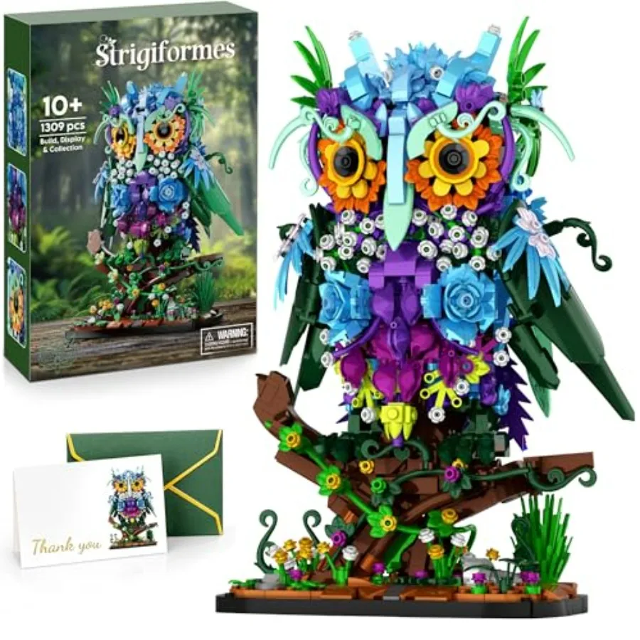 

Floral Owl Toy Building Set for Girl MOC Flower Animal Collectible Home Decor and Office Art Birthday Gifts Toys for Women Adul