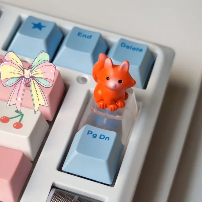 1PC Fox Cute Keycap Animal Personalized Office Gaming Keycaps Cross Axis Mechanical Keyboard Decoration Accessories