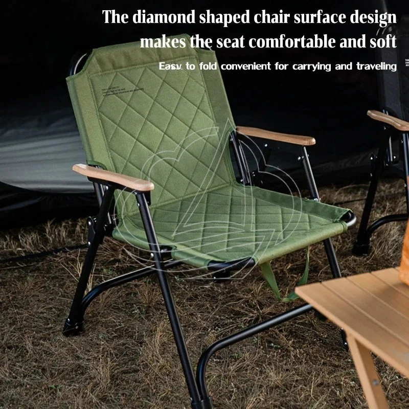 Ergonomic Folding Camping Chair Reinforced Support Collapsible Seat for Picnic Beach Outdoor