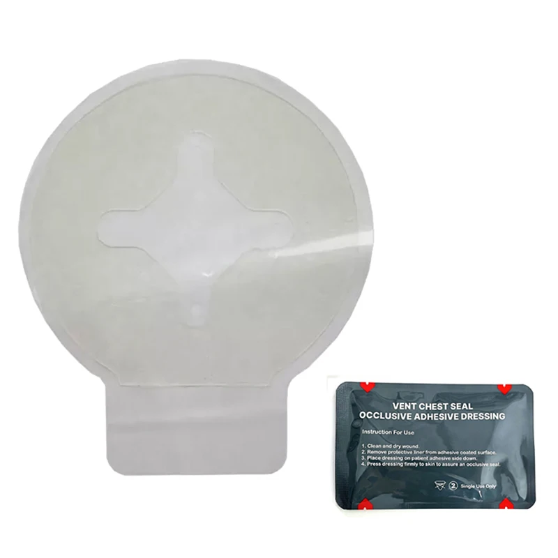 First Aid Vented Chest Seal with Quick Tear Occlusive Adhesive Dressing for Open Chest Wounds