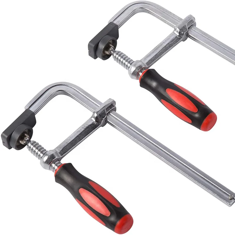 medium duty heat treated steel bar clamp with ergonomic grip handle and protective pads 2-pack 8