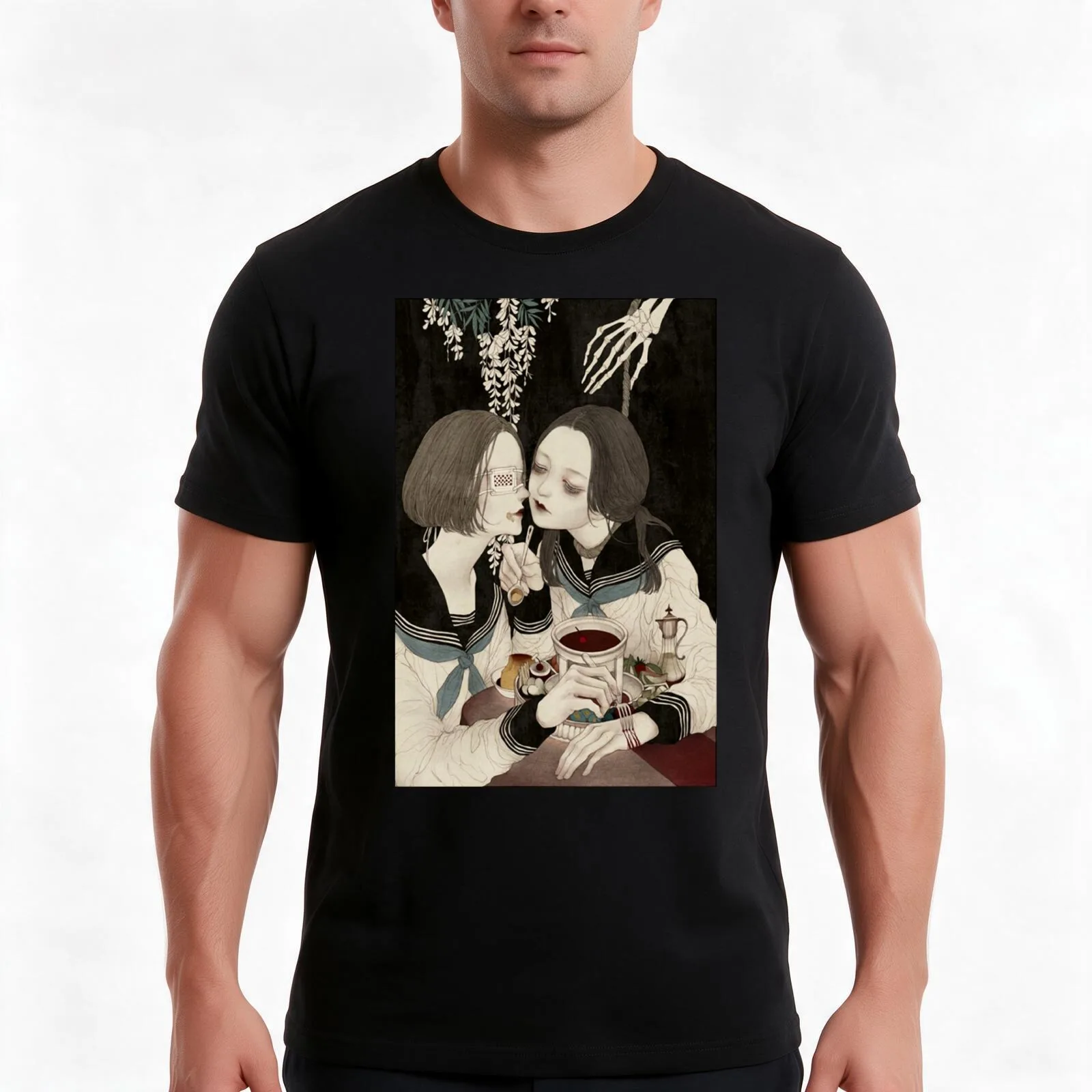 Kurowaka Inuko - The Feast T-Shirt, Summer Casual Cotton Tee, Oversized Streetwear Tops, Vintage Graphic Print, Unisex Men Women