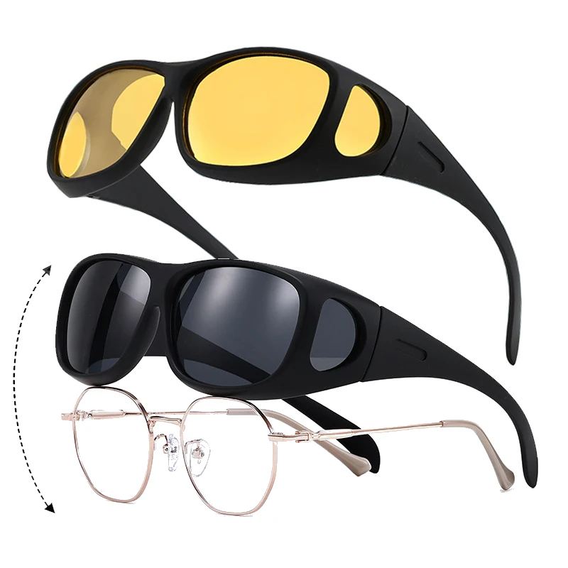 تناسب أكثر من التفاف النظارات الشمسية الرجال النساء المضادة للوهج عدسات مستقطبة 100% UV400 حماية القيادة الرياضة HD نظارات للرؤية الليلية