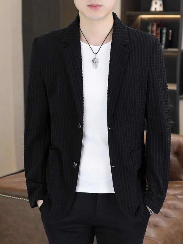 

Мужской тонкий повседневный костюм-пиджак Slim Fit для весны и лета, модный, однотонный, быстросохнущий, с защитой от солнца, охлаждающий эффект