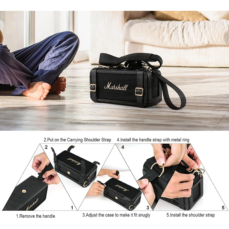 ZOPRORE-PU حقيبة حمل السفر ، المتكلم بلوتوث المحمولة مع حزام الكتف ، الغطاء الواقي Marshall ديفيدسون