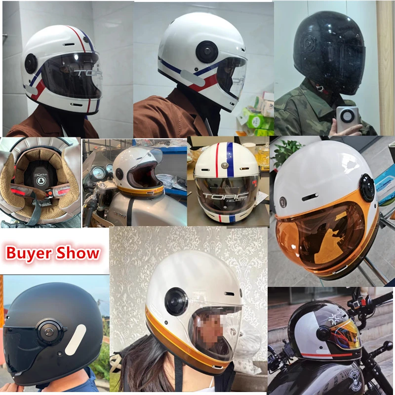 TORC Motorycle Riding Vintage Helmet Motorcycle Full Face Helmet Cover Retro Helmet Men Motorbike Personality Cool Locomotive