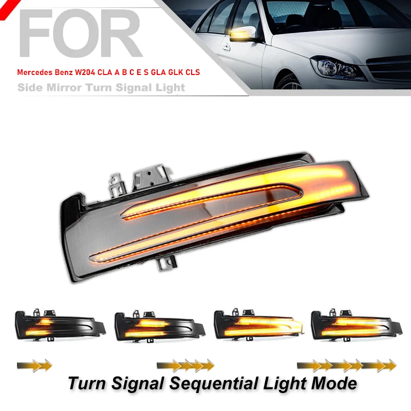 2pcs Dynamic Turn Signal LED Light Side Mirror Indicator For Mercedes Benz W204 CLA A B C E S GLA GLK CLS Class W176 W212