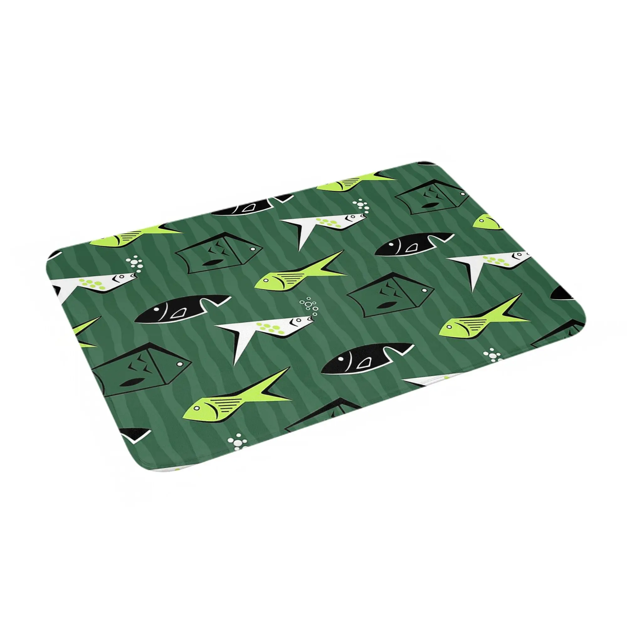 

Mid Century Abstract Fish Non-slip Doormat Floor Mat Antiwear Carpet Rug for Kitchen Entrance Home Bathroom Footpad Mats