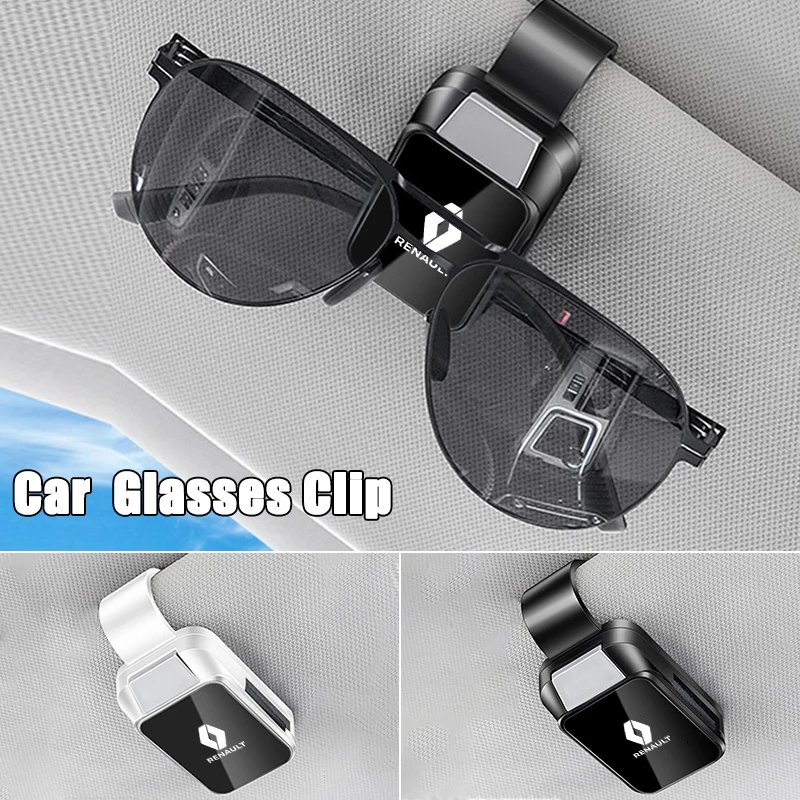 1PC Car Glasses Clip Sun Visor Sunglasses Storage Holder For Renault RS Koleos Captur Kadjar Megane Clio 3 5 MK2 MK3 Accessories