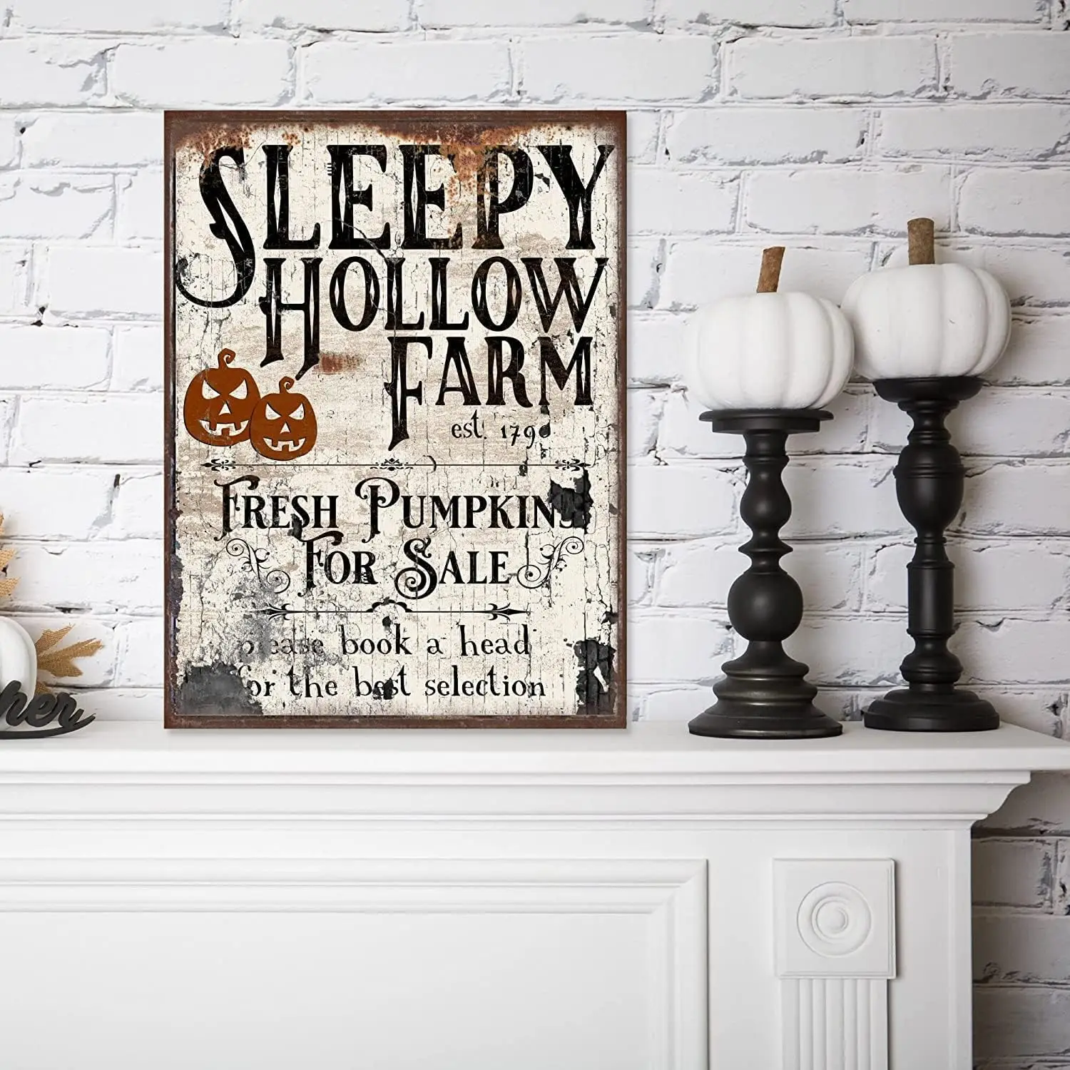 Bonoff Sleepy Hollow Farm, Halloween Decor, Vintage Metal Aluminum Tin Sign Wall Art Poster Antique Decoration Anniversary Birth