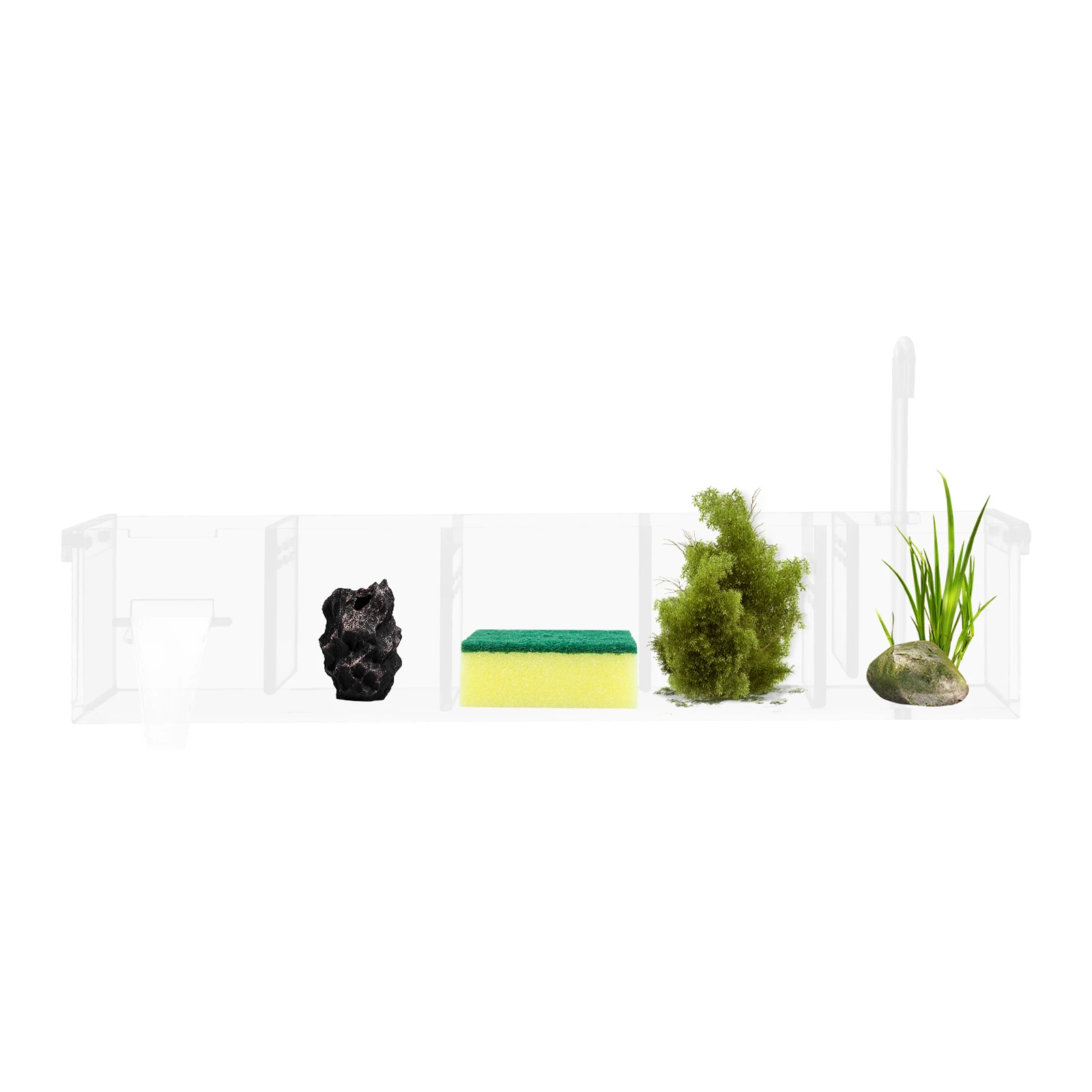 

Aquarium Filter with 5 Compartment Acrylic Design, Large Capacity for Activated Carbon and Ceramics, Simple Installation, Easy