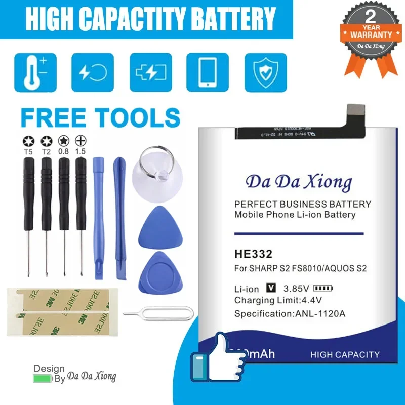 New 2024 4600mAh Battery For SHARP S2 Fs8010 AQUOS HE332 With Tools Tracking Number