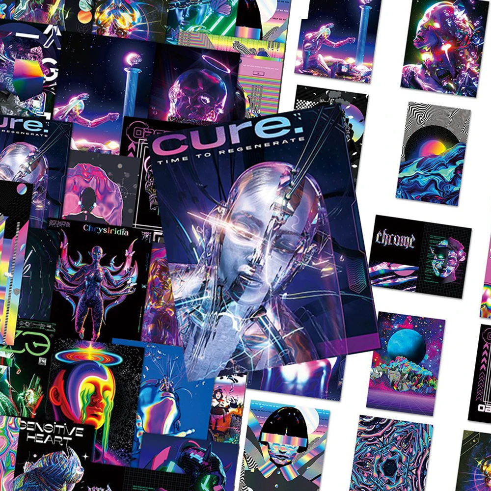 10/30/50pcs Acid Graphic Art Aesthetic Stickers Cool Graffiti Sticker Waterproof DIY Skateboard Notebook Phone Decals Decoration