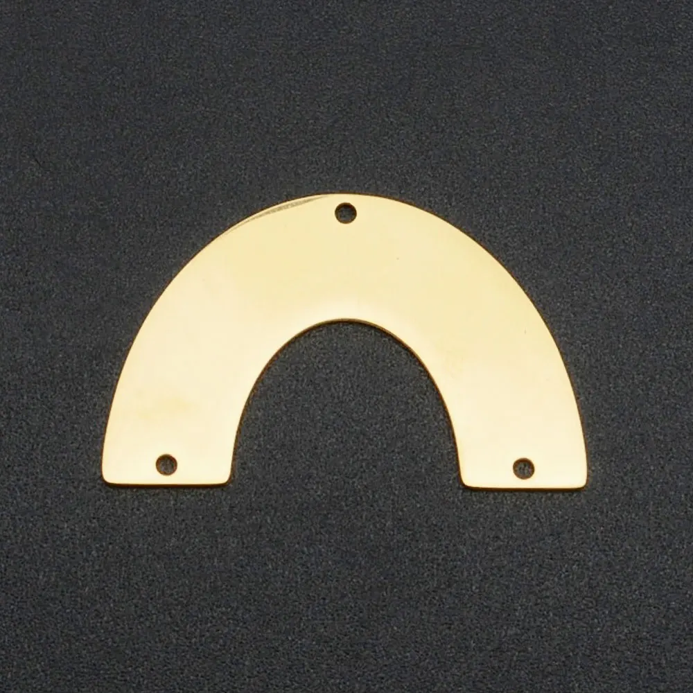 10pcs/lot Stainless Steel Gold Color Semicircle DIY Charms Women Geometric Earring Pendant Jewlery Finding Supplies Custom Order