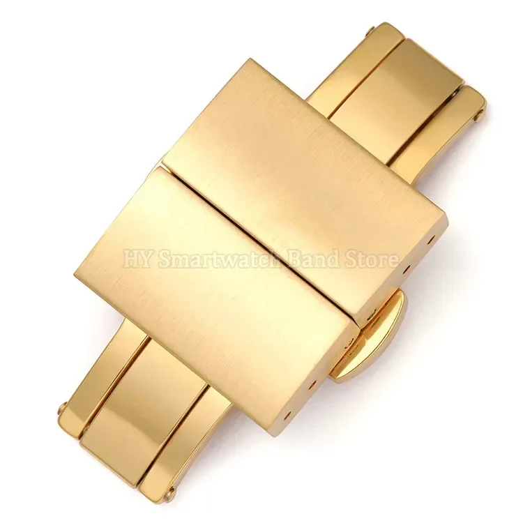 Fibbia per orologio in acciaio inossidabile 316L 16mm 18mm 20mm 22mm Chiusura pieghevole in metallo Argento Nero Oro Cinturino con fibbia Accessori per orologi