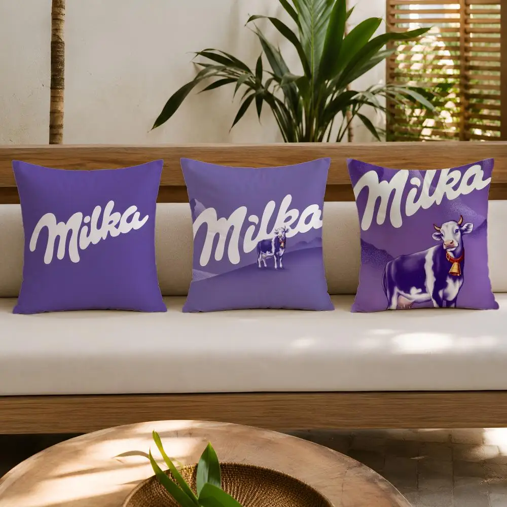 Chocolate M-MilkaS BoxS Cushion Cover Double-Sided Plush Sofa Cushion Covers Organic Breathable Invisible Zipper