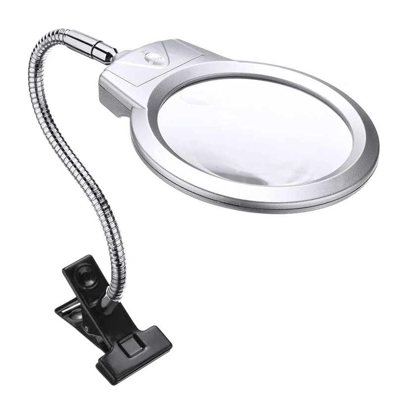 Magnifying Glass Clamp Large Lens LED Lighted Lamp Top Desk Jewelry Magnifier Magnifying Glass And Clamp