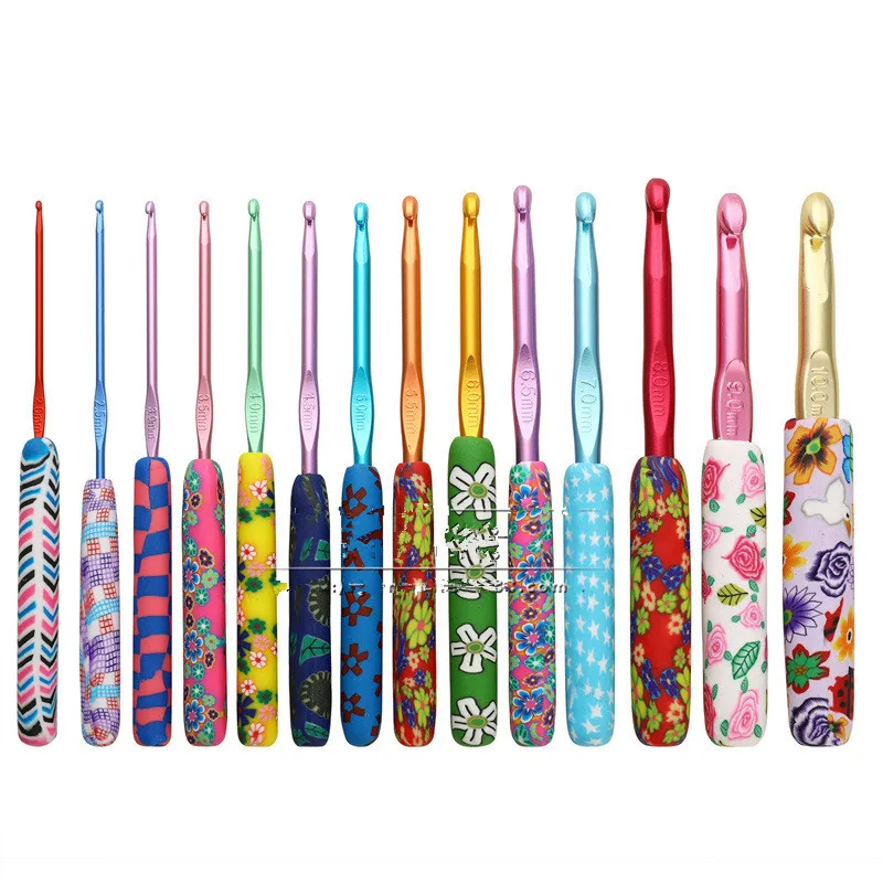 5-14pcs  Colorful Soft Plastic Handle Alumina Crochet Hooks Knitting Needles Set Crochet for Weave Sewing Needles Crochet Hook