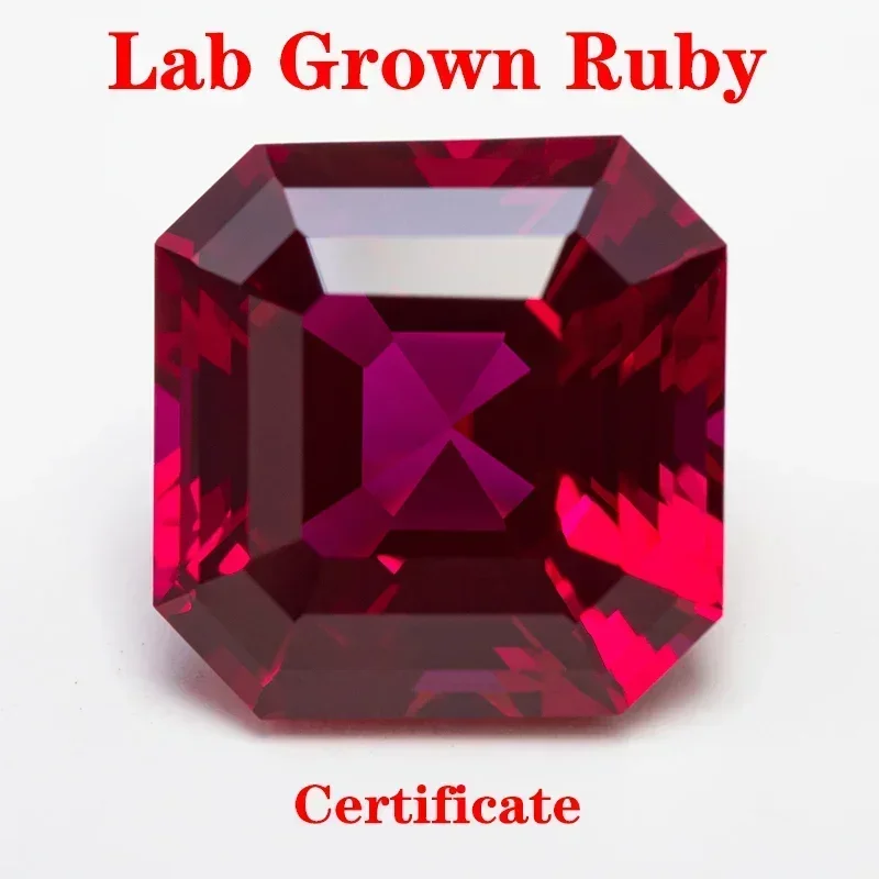 Top Lab Grown Ruby Square Chamfer Cut Red color VVS1 Selectable AGL Certificate Gemstone Charms DIY for Jewelry Making Materials