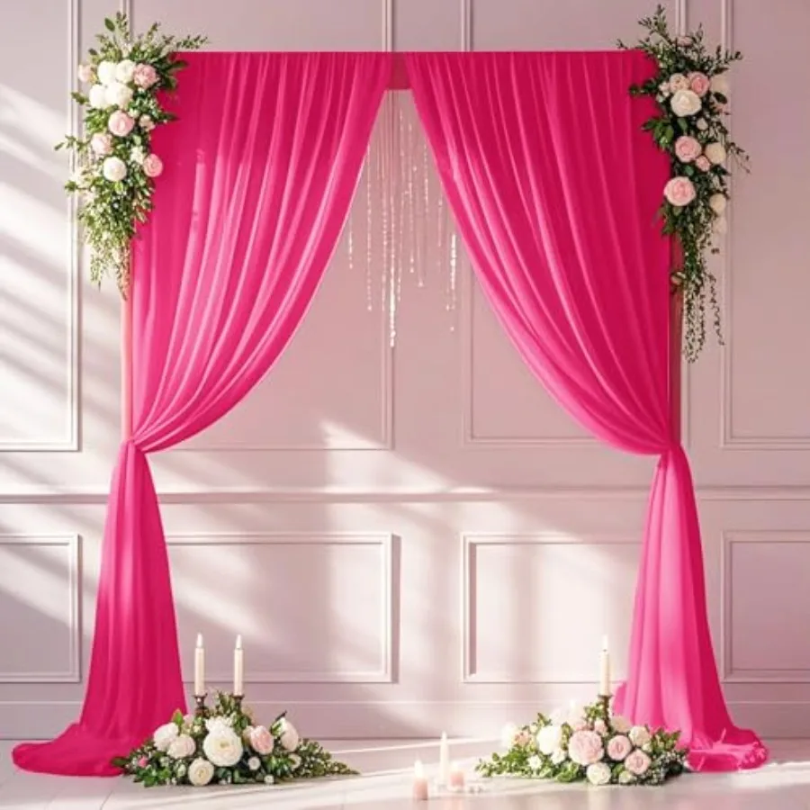 Hot Pink Sheer Curt…