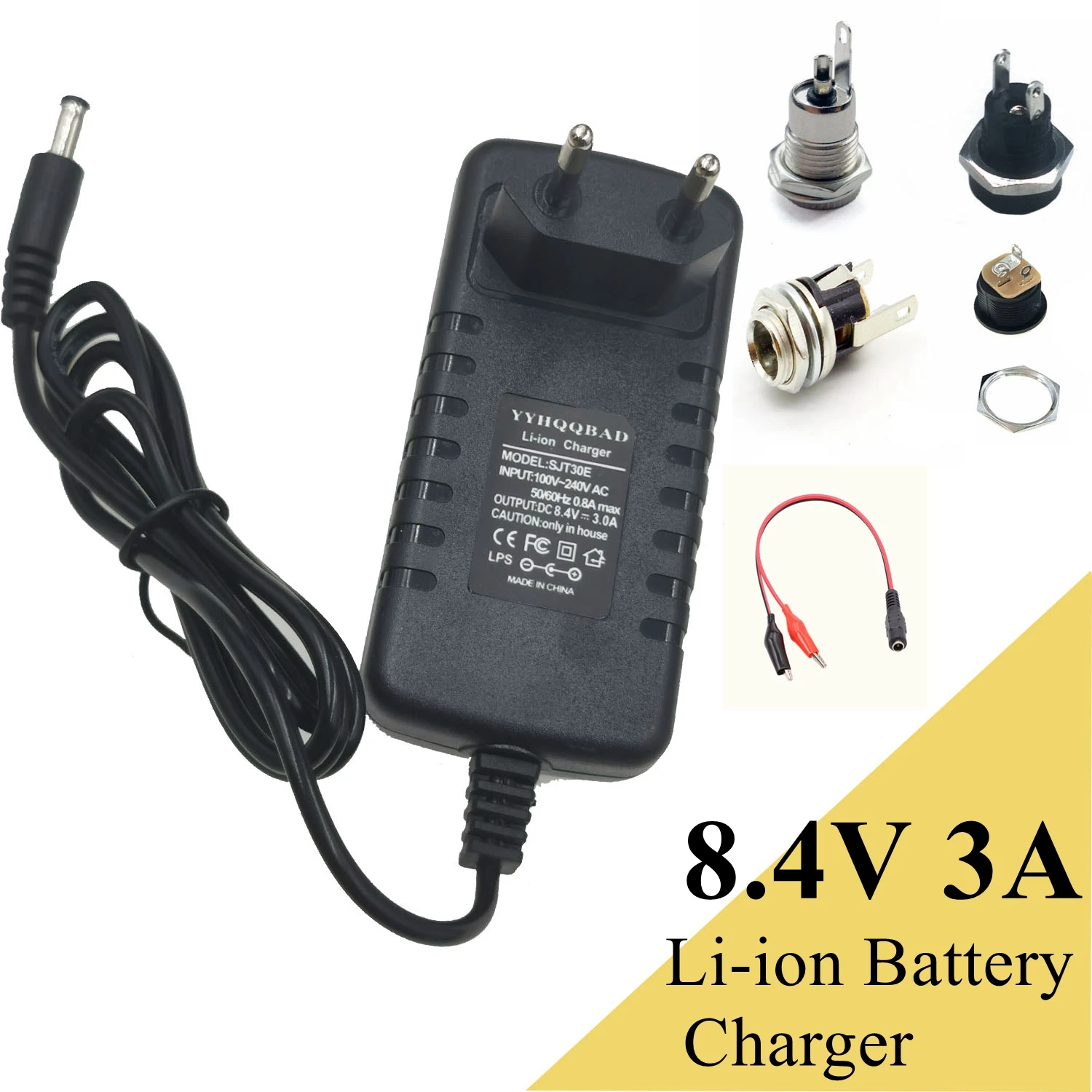 8.4V 3A Li-ion pil şarj için 7.2v 7.4v pil 2S 18650 pil paketi konektörü DC5525