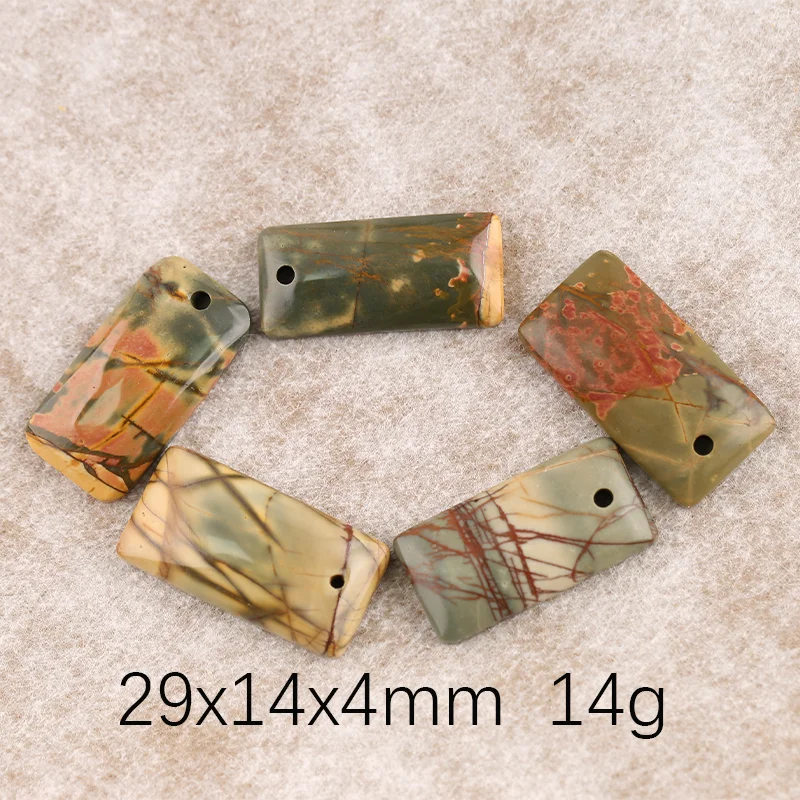 B&F 5PCS Pendant for Necklace Multi-Color Picasso Jasper—Natural Stone Handmade Jewelry Charm Gift Accessories 29x14x4mm 14g
