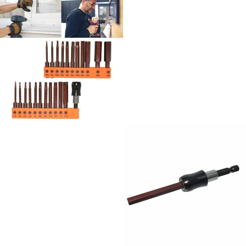 

652F 23 шт./компл. сверла с шестигранной головкой, набор стальных шестигранных бит, длинная магнитная отвертка 60 мм, ключи,