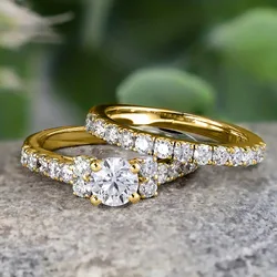Lovers 14K Gold Lab Diamond Ring sets 925 Sterling Silver Engagement Wedding Rings For Women Men Promise Party Finger Band Gift