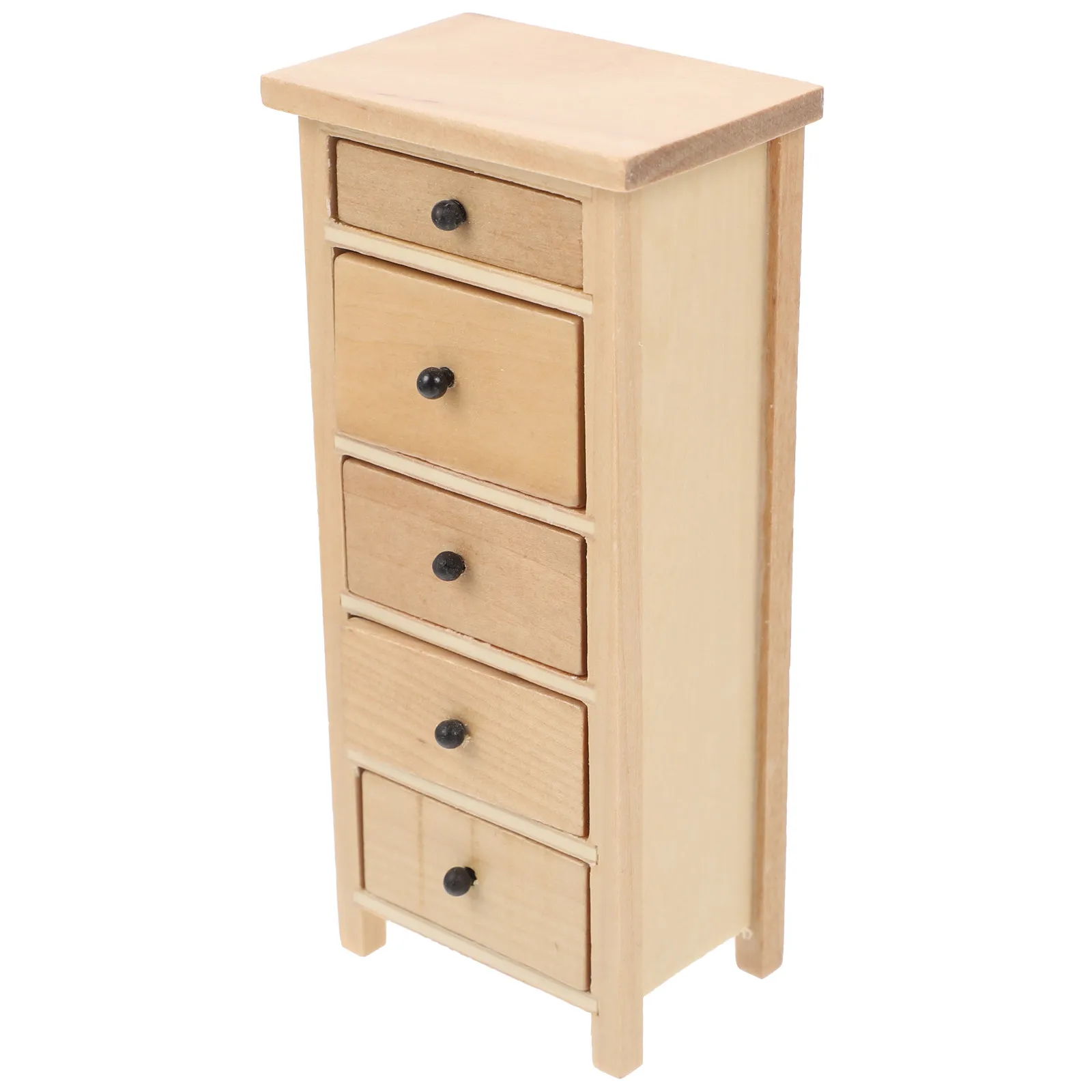 

Миниатюрный деревянный шкафчик с пятью ящиками для хранения аксессуаров и мебели для миниатюрных домиков, реалистичный дизайн для микроландшафта